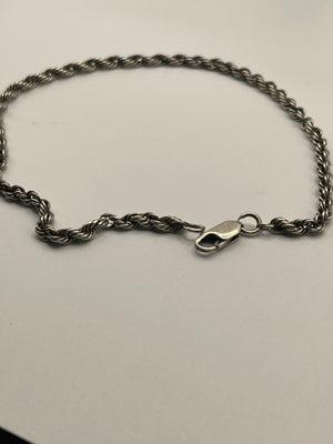 Vintage Rope  Chain anklet sterling silver 925 10 inches