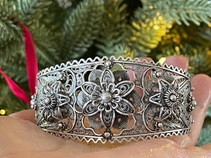 Beautiful DGS Turkey Filigree Flower Cuff Bracelet - Sterling Silver 9 –  Vintage Jewelry Affair