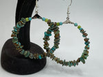 Turquoise Chips Gemstone Hoop Earrings - Sterling Silver Ear Wires 925