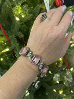 Antique Juliana Designer Pink and Clear Rhinestone Bracelet - Five piece link