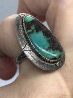 Beautiful Big turquoise gemstone ring sterling silver 925. Native American - southwestern style size  5.75