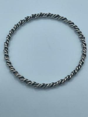 Vintage Sterling Silver 925 Twisted Bangle Bracelet Southwestern