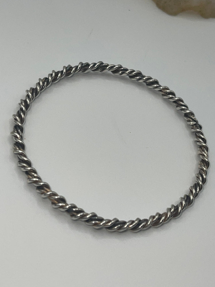 Vintage Sterling Silver 925 Twisted Bangle Bracelet Southwestern