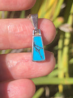 Vintage turquoise sterling silver pendant charm 925 jez