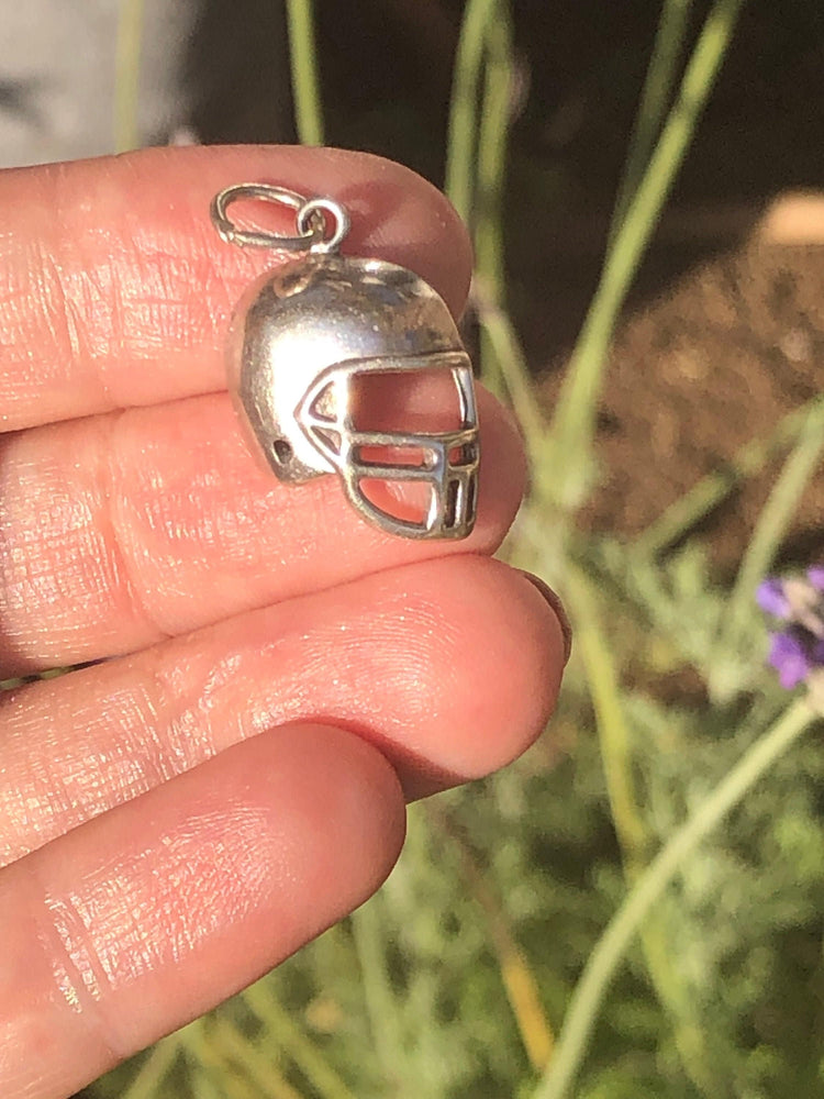 Sterling silver football helmet charm pendant for a necklace or bracelet 925 Shube
