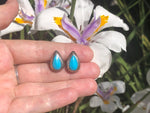 Vintage Sterling Silver Turquoise Teardrop Earrings - Native American Indian