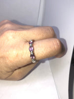 Amethyst sterling silver stackable ring 925 size  9.25