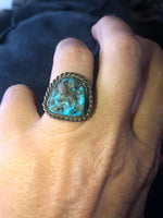 Stunning vintage Native American Indian sterling silver turquoise ring 5.5 raw not heat treated, nugget