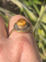 Vintage gold vermeil sterling silver  ring tigerseye tigers eye Size 8.25