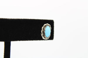 Single Stud Earring Vintage Native American Turquoise & Sterling Silver Southwestern