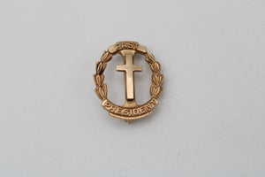 Vintage Past President & Cross Gold Lapel Pin Solid 10k Gold Religious