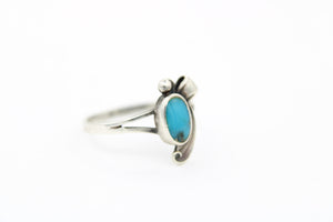 Vintage Turquoise & Sterling Silver Bow Ring Southwestern Western Ring Size 6.5