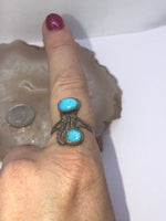 Vintage Native American Indian turquoise gemstone ring Navajo sterling silver size 7.25