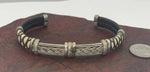 Vintage Highly Unique Alligator Skin and Leather Cuff Bracelet Ornate Details on Silver Tone Men’s or Women’s