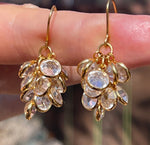 Vintage Beautiful Bezel Set Clear Crystal Cluster Earrings Gold Tone Monet