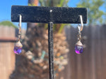 Stunning deep Purple Minimalist Sterling Silver 925 and Amethyst Gemstone Earrings Latch Back Ear Wires Small and Lightweight