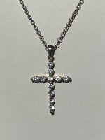 Vintage CZ Sterling Silver 925 Cross Crucifix Pendants Necklace Chain Religious Bling