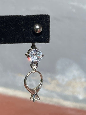 Vintage Sterling Silver 925 Wedding- Engagement Ring Charm- New Stainless Steel and CZ Belly Ring