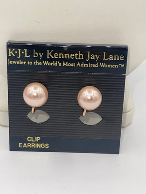 Vintage KJL Faux Pearl Necklace & Earrings Set 11.5mm Wide 18-21.5 inches Long Off White - Beige Beautiful Kenneth Jay Lane Clip On New