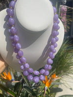 Vintage Large Beaded Lucite Amethyst Purple Necklaces & Clip Earrings Designer Joan Rivers