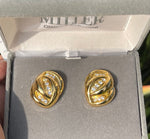 Vintage Designer Nolan Miller Clip On Earrings Spa Clear  Crystals Beautiful New in Box