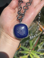 Beautiful Lapis Lazuli Gemstone Pendant on Stainless Steel Toggle Chain 21.25 Inches Bulky