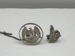 Antique- Vintage Sterling Silver Quarter & Dime Cutout Tie Tack Lapel Pin Lot Pre 1964