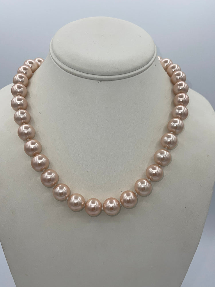 Vintage KJL Faux Pearl Necklace & Earrings Set 11.5mm Wide 18-21.5 inches Long Off White - Beige Beautiful Kenneth Jay Lane Clip On New