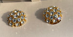 Vintage Designer Nolan Miller Clip On Earrings  Clear  Cluster Crystals Beautiful New in Box Rita Hayworth Model Rare