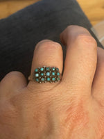 Vintage Zuni Turquoise Petit Point 3 Row Ring Native American Indian Southwestern size 7.75