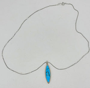 Vintage Turquoise Pendant Sterling Silver 925 Southwestern w Chain Necklace