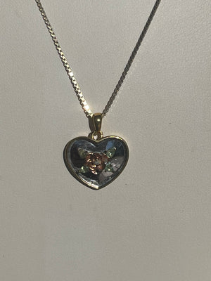 Vintage Heart Rose Pendant Genuine peridot and Diamond Necklace Chain