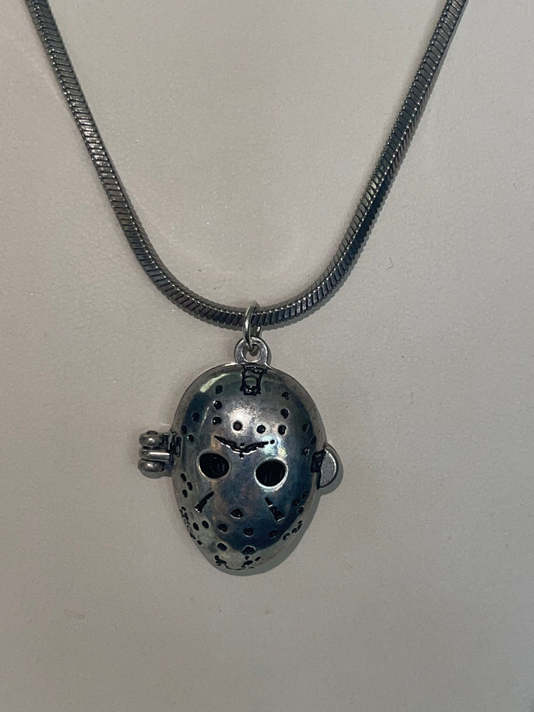 Jason Voorhees Friday the 13th Mask Locket Pendant Necklace w Chain Halloween Man or Woman Gothic